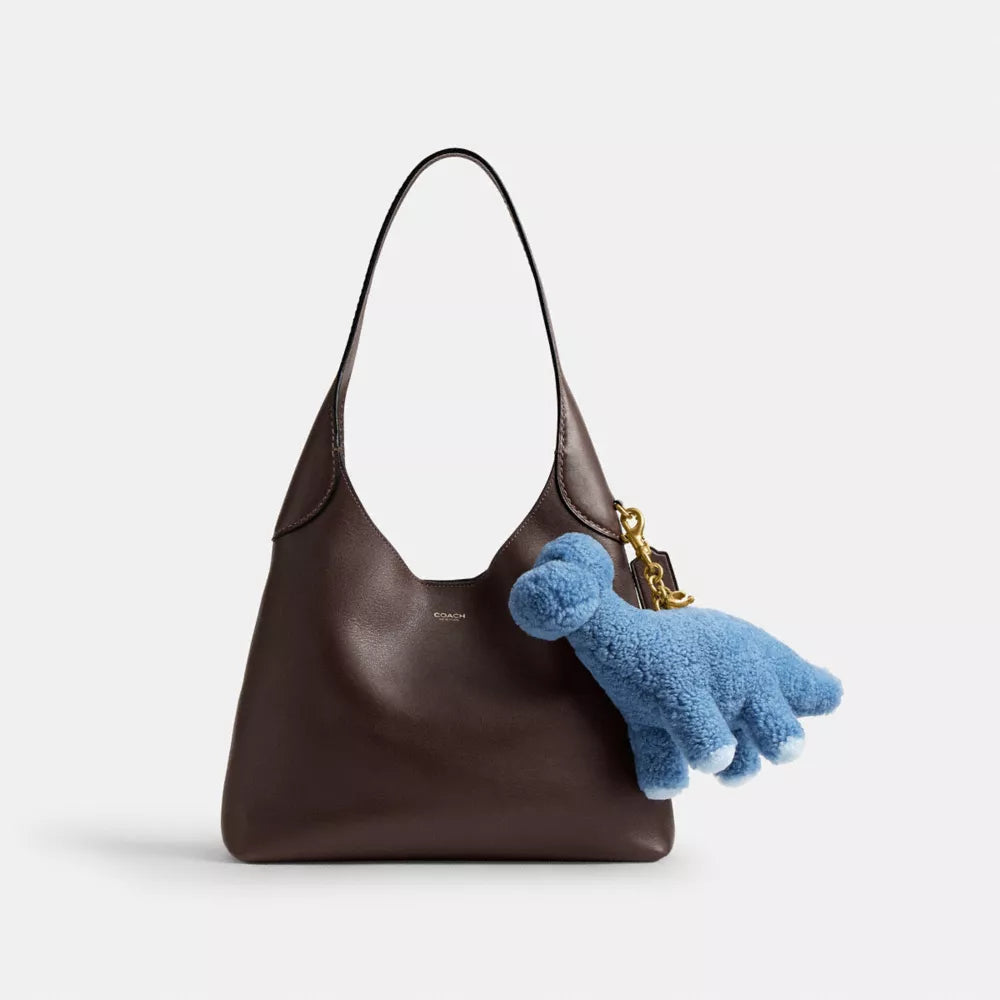 Rexy 10th Birthday Buddy Dinosaur Bag Charm In Shearling - Brass/Blue Multi
