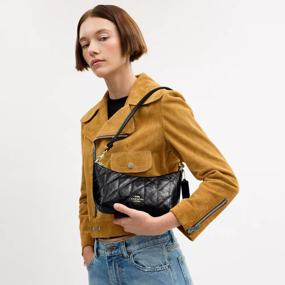 Caitlin Shoulder Bag With Quilting - Gold/Black