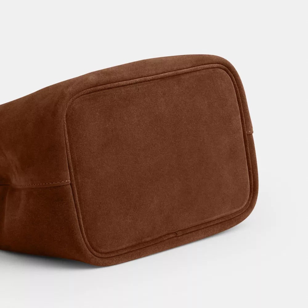 Rowan Bucket Bag - Suede/Gold/Warm Brown