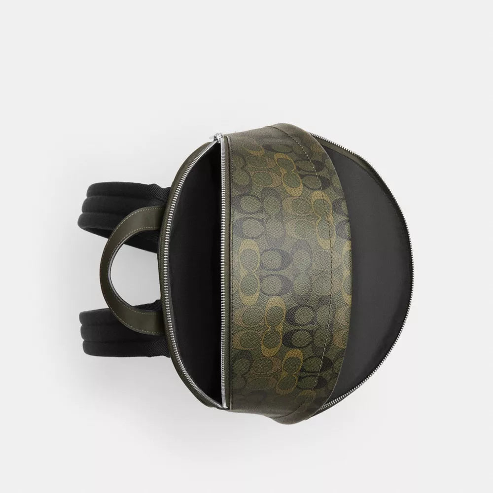 Taylor Backpack In Signature Camo Print - Signature Canvas/Silver/Green