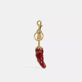 Chili Pepper Bag Charm - Brass/Red