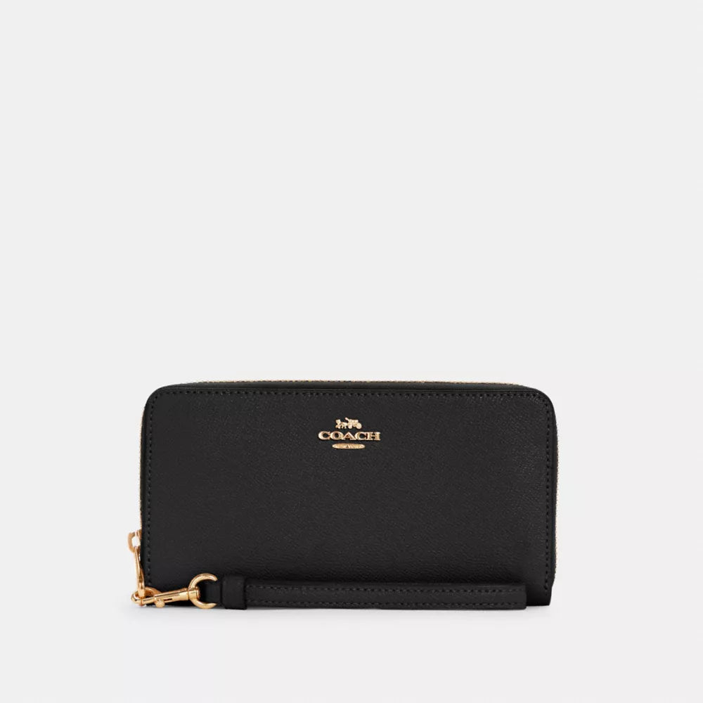 Long Zip Around Wallet - Crossgrain Leather/Gold/Black