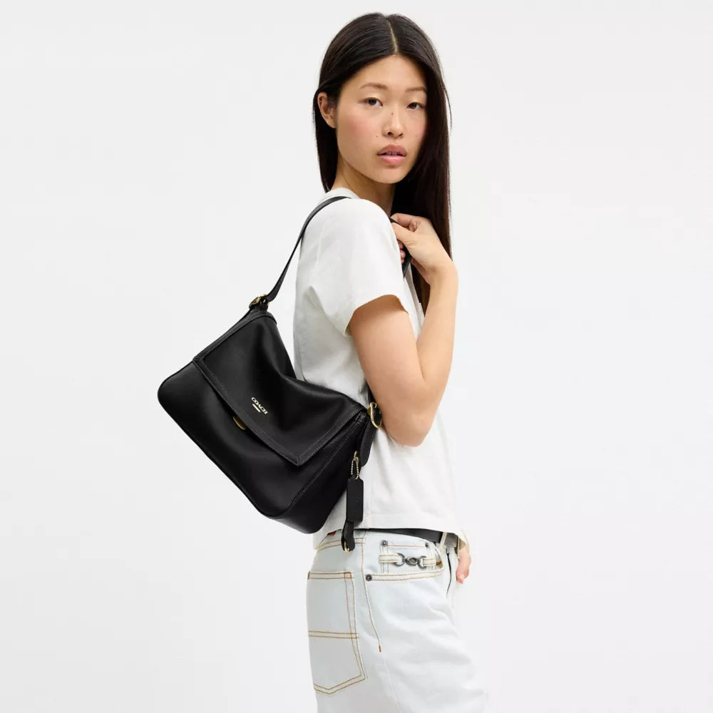 Etta Flap Bag - Natural Grain Leather/Gold/Black