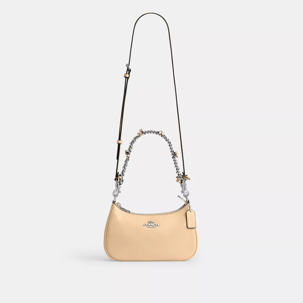 Teri Shoulder Bag With Bows - Silver/Light Sand