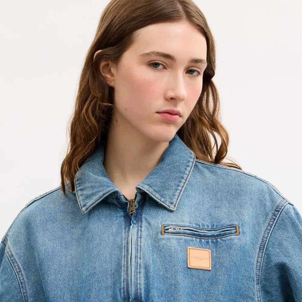 Zip Denim Cropped Jacket - Cold Spring