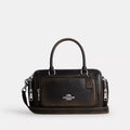 Rowan Satchel Bag With Pockets In Loved Leather - Silver/Black Brown