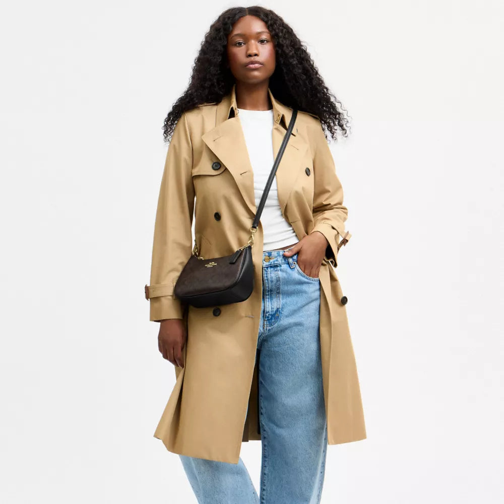 Teri Shoulder Bag In Signature Canvas - Gold/Walnut/Black