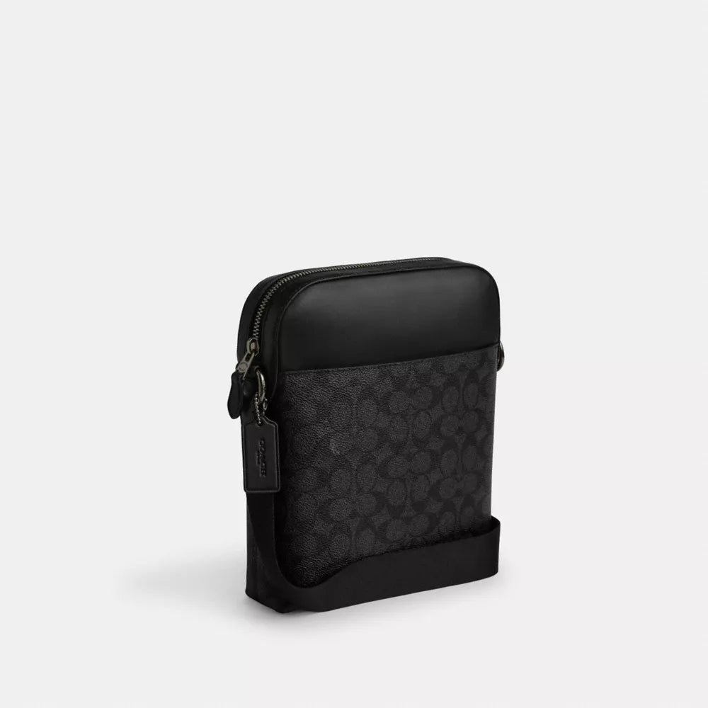 Houston Flight Bag In Signature Canvas - Signature Canvas/Gunmetal/Charcoal/Black