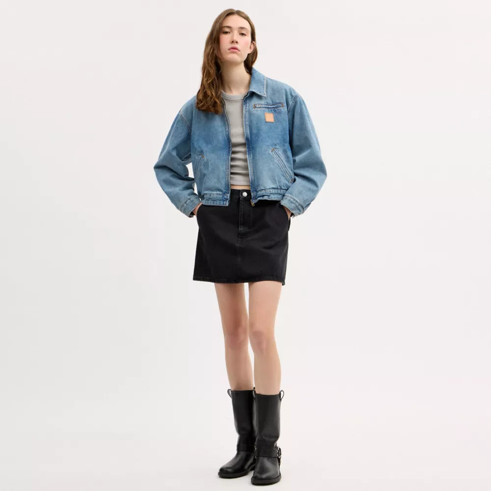 Zip Denim Cropped Jacket - Cold Spring