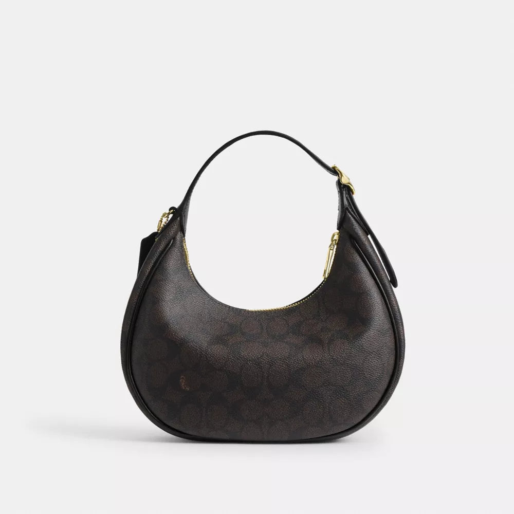 Emily Shoulder Bag In Signature Canvas - Signature Canvas/Gold/Walnut/Black