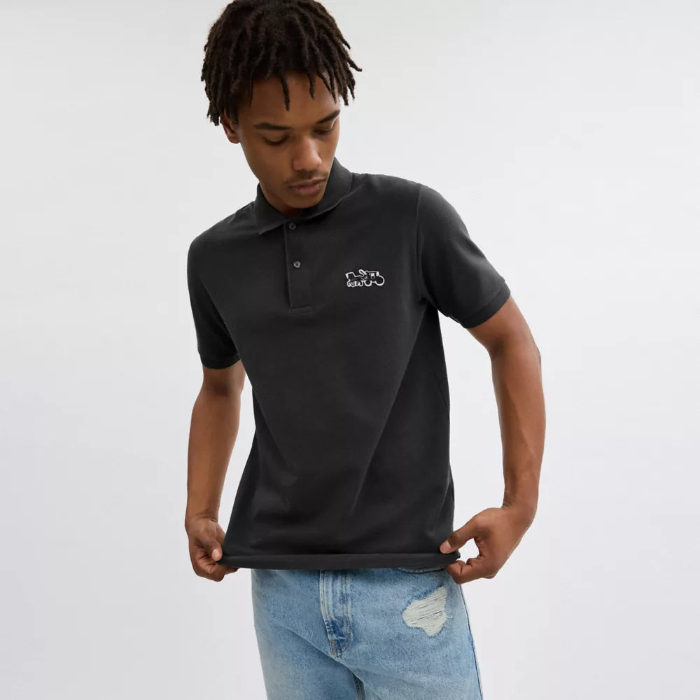 Horse And Carriage Classic Polo In Organic Cotton - Black