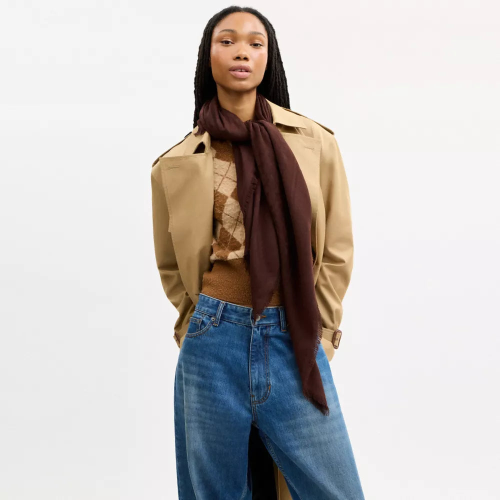 Signature Oversized Square Scarf - Maple
