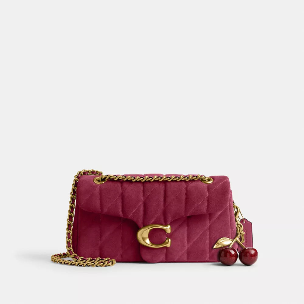 Tabby Shoulder Bag 26 With Quilting - Brass/Dark Fuchsia