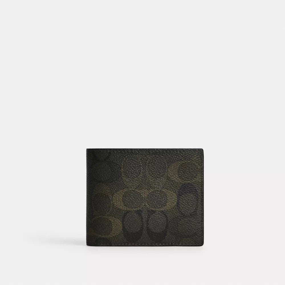3-In-1 Wallet In Signature Camo Print - Signature Canvas/Green