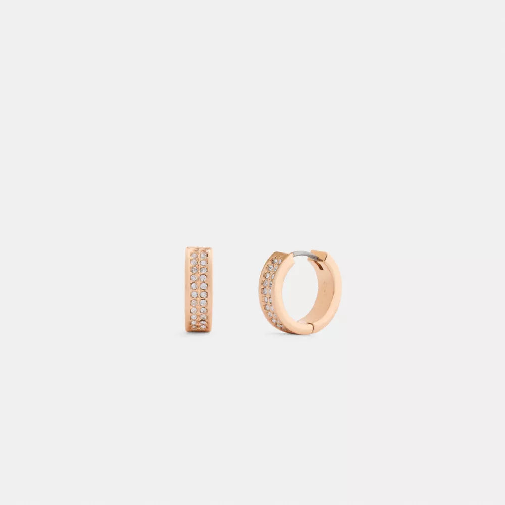 Pavﾨﾦ C Huggie Earrings - Rose Gold