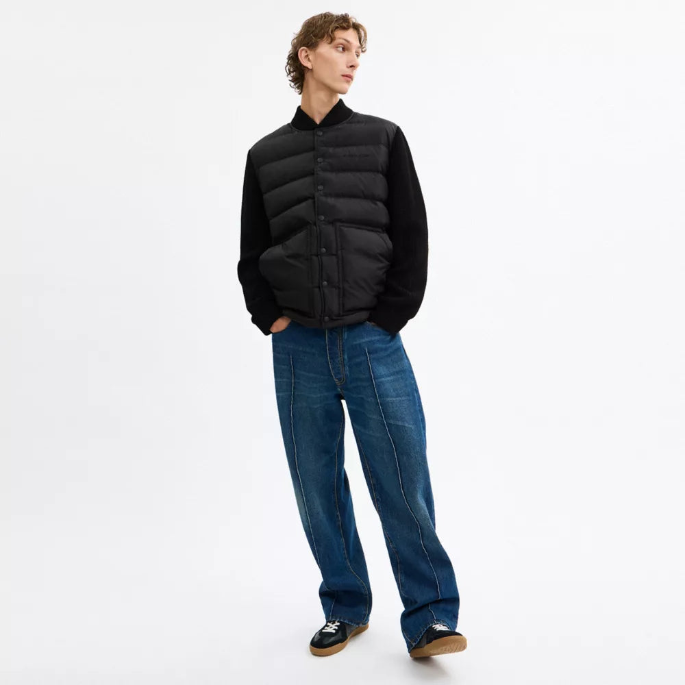 Padded Cardigan Jacket In Recycled Polyester - Black