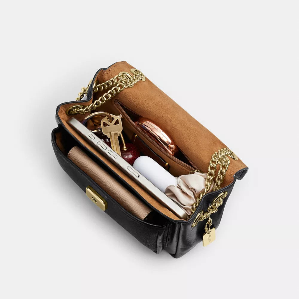 Elodie Crossbody Bag 18 In Signature Canvas - Gold/Walnut/Black