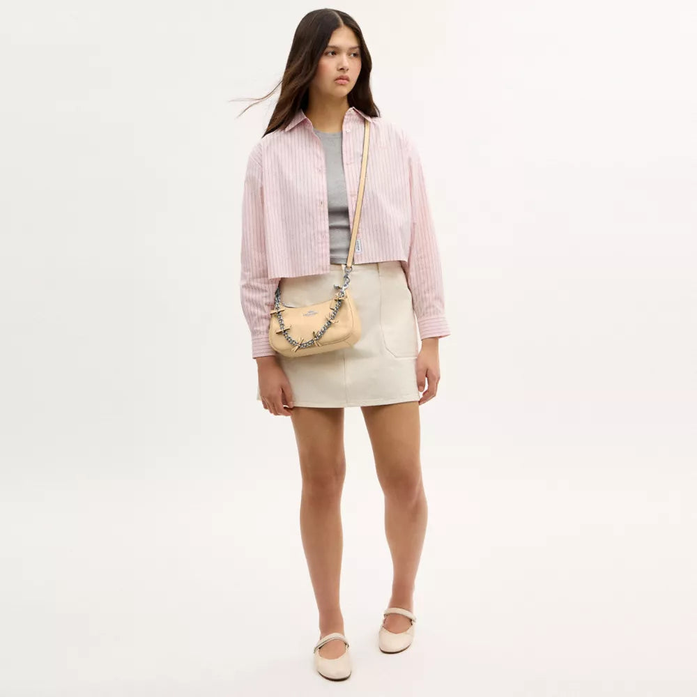 Teri Shoulder Bag With Bows - Silver/Light Sand