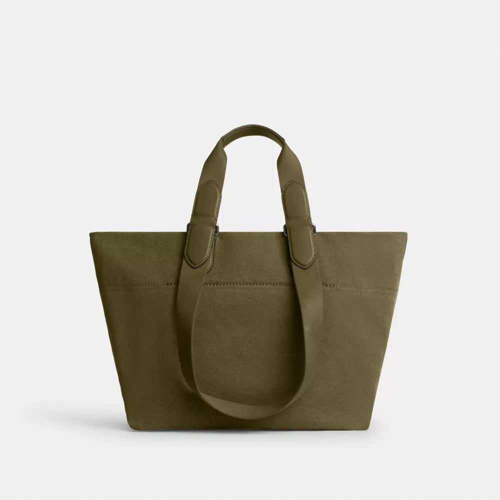 Small Tour Tote Bag In Regenerative Cotton - Silver/OLIVE
