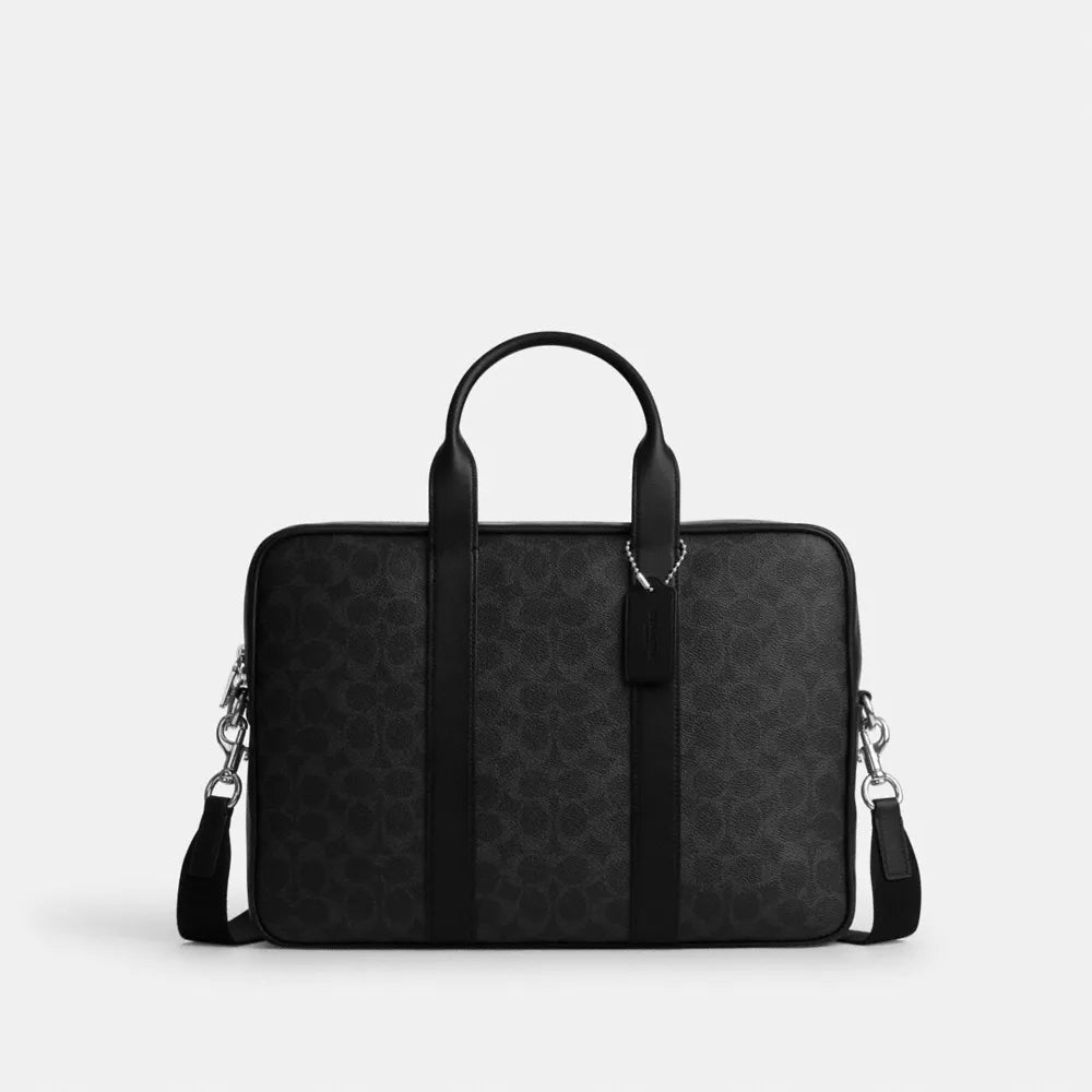 Austin Brief In Signature Canvas - Signature Canvas/Silver/Black Signature