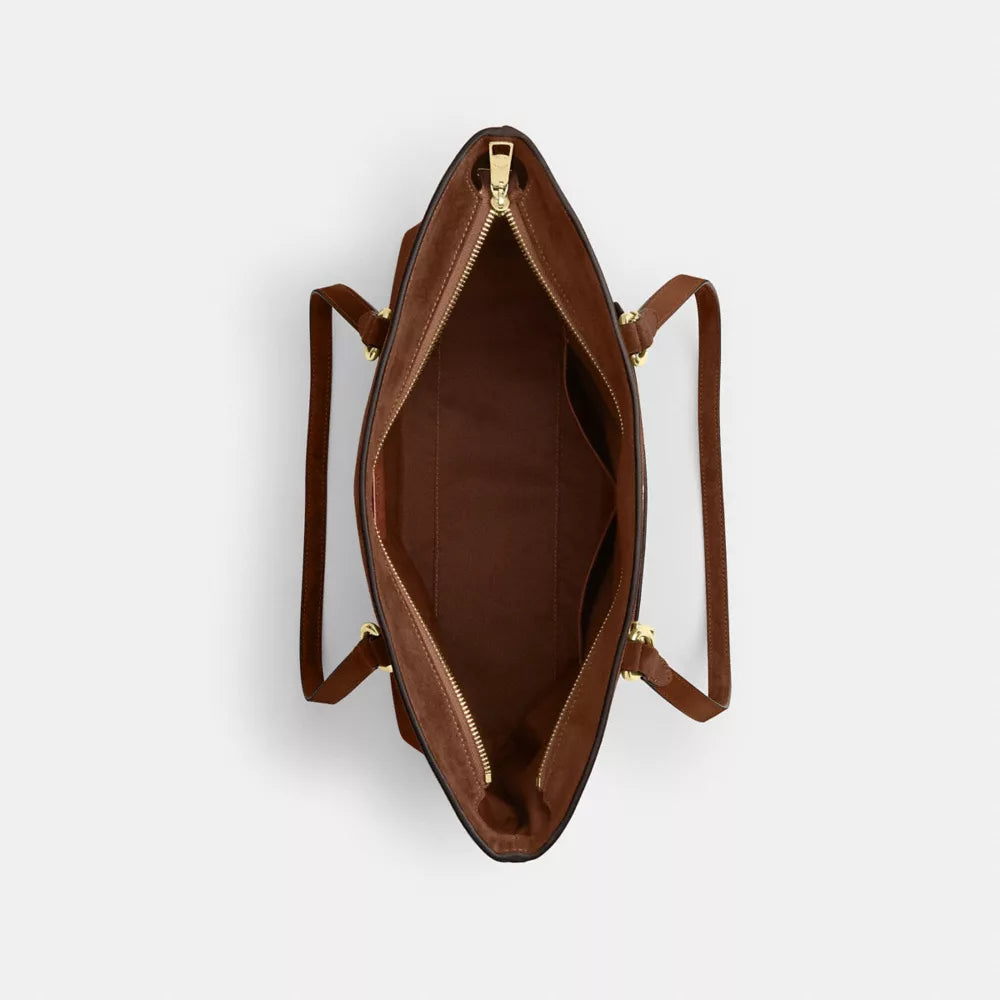 Station Tote Bag - Suede/Gold/Warm Brown
