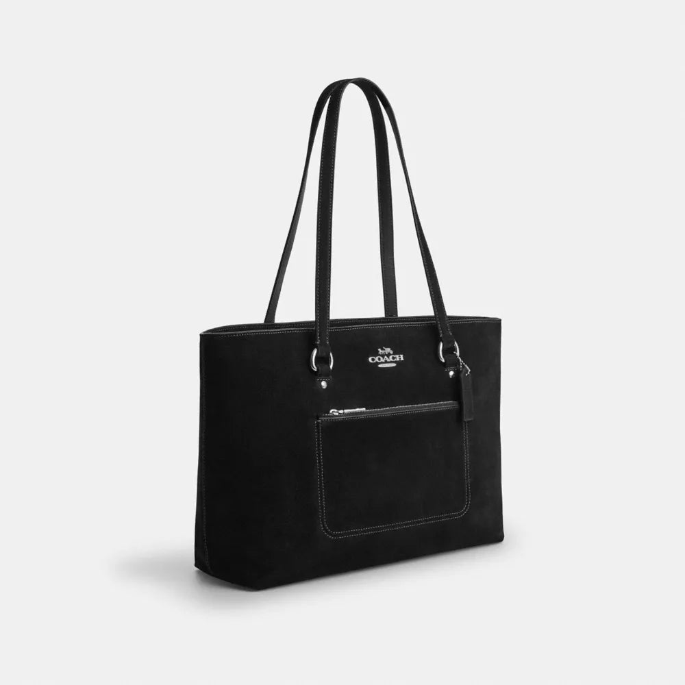 Station Tote Bag - Suede/Silver/Black