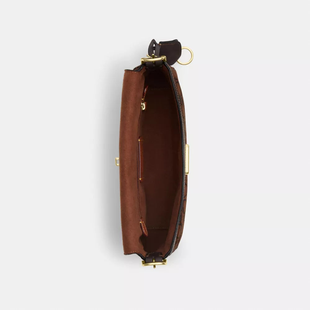 Etta Small Flap Shoulder Bag In Signature Chenille - Signature Chenille/Gold/Truffle