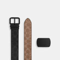 Boxed Roller Buckle Cut-To-Size Reversible Belt, 38MM - Matte Black/Black Signature