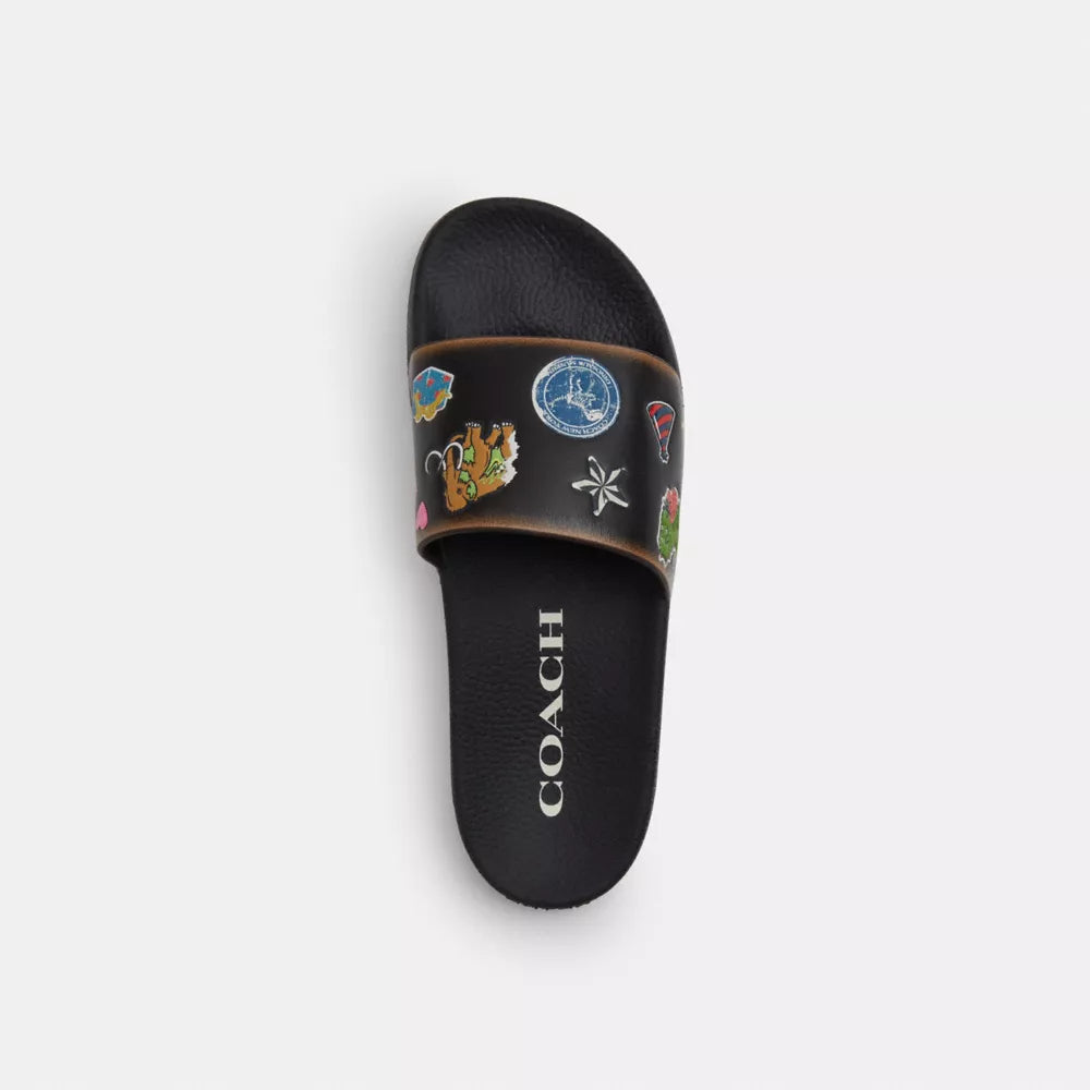 Rexy 10th Birthday Udele Slide With Sticker Print - Black
