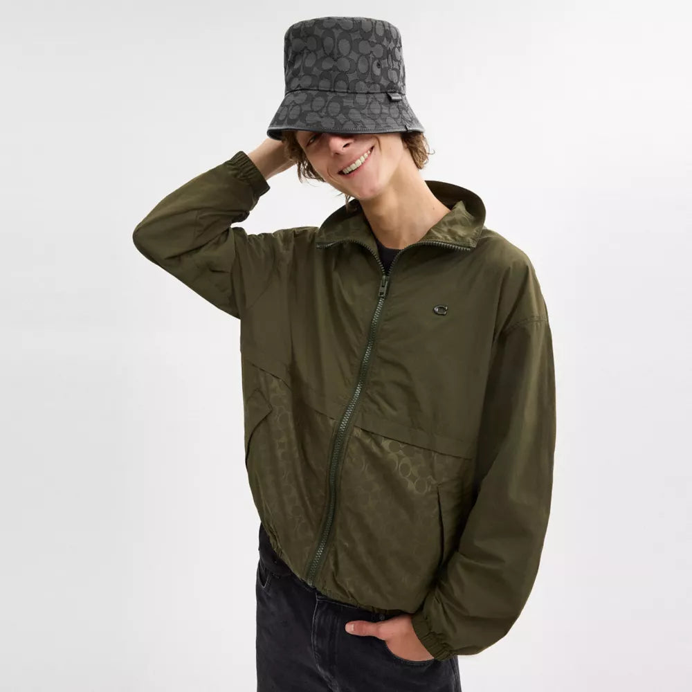 Signature Jacquard Bucket Hat - Charcoal