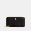 Long Zip Around Wallet - Embossed Crocodile/Gold/Black