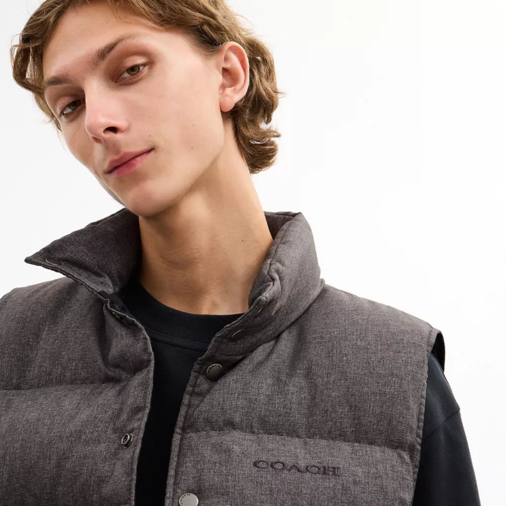 Solid Down Vest - Dark Heather Grey