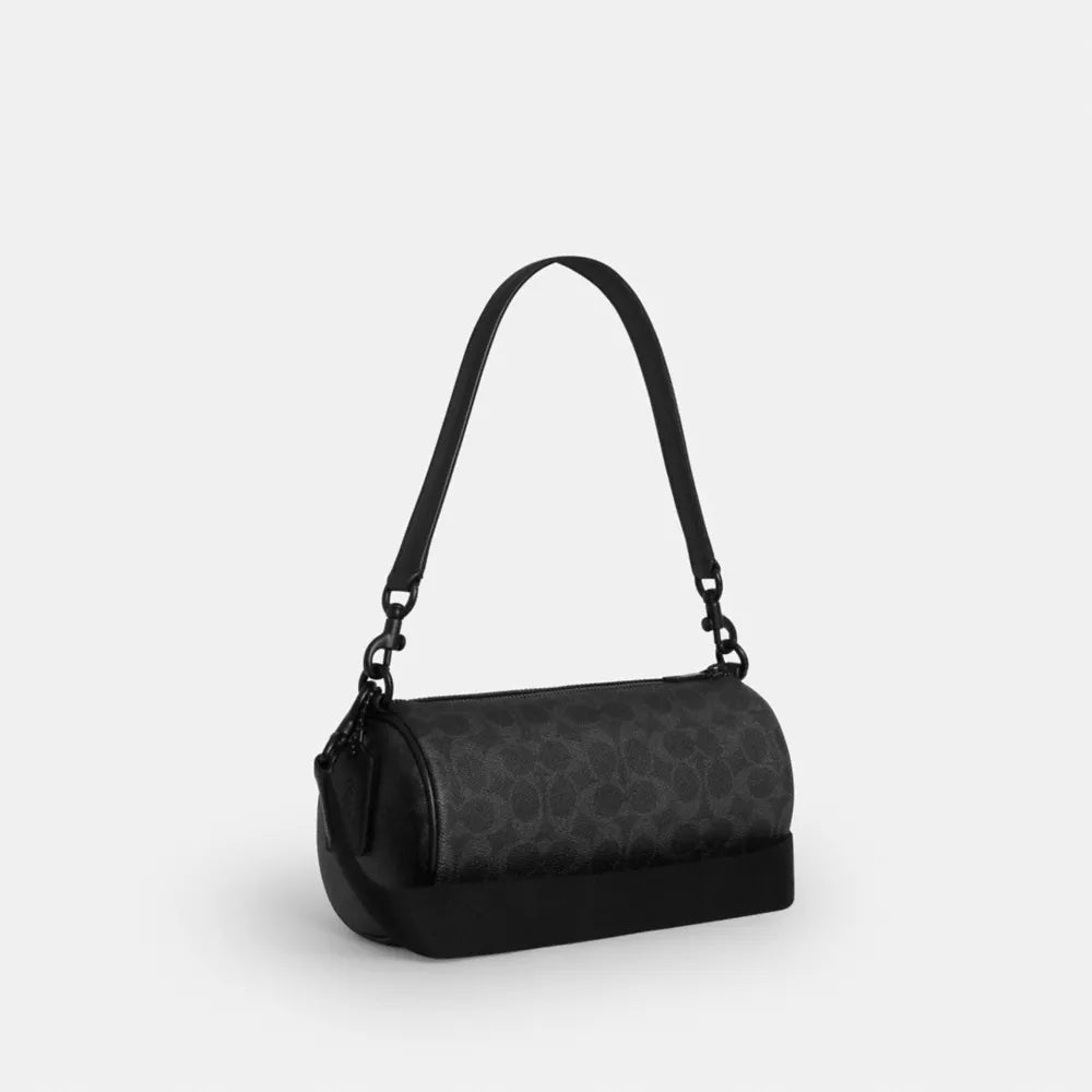 Andre Barrel Bag 24 In Signature Canvas - Signature Canvas/Matte Black/Black Signature