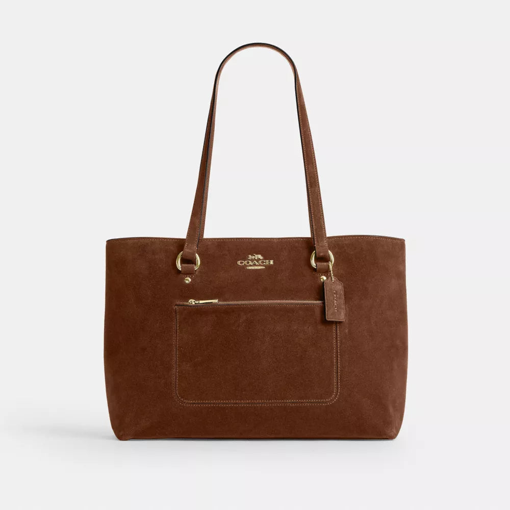 Station Tote Bag - Suede/Gold/Warm Brown