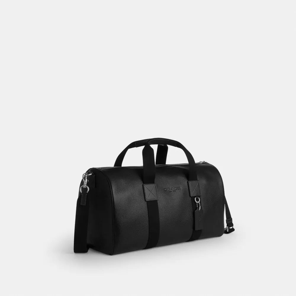 Explorer Duffle Bag 45 - Pebbled Leather/Silver/Black