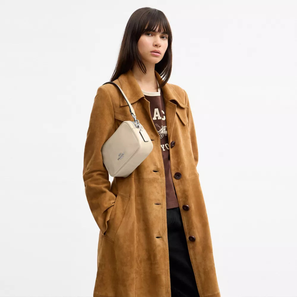 Mini Carey Crossbody Bag - Glazed Leather/Silver/IVORY