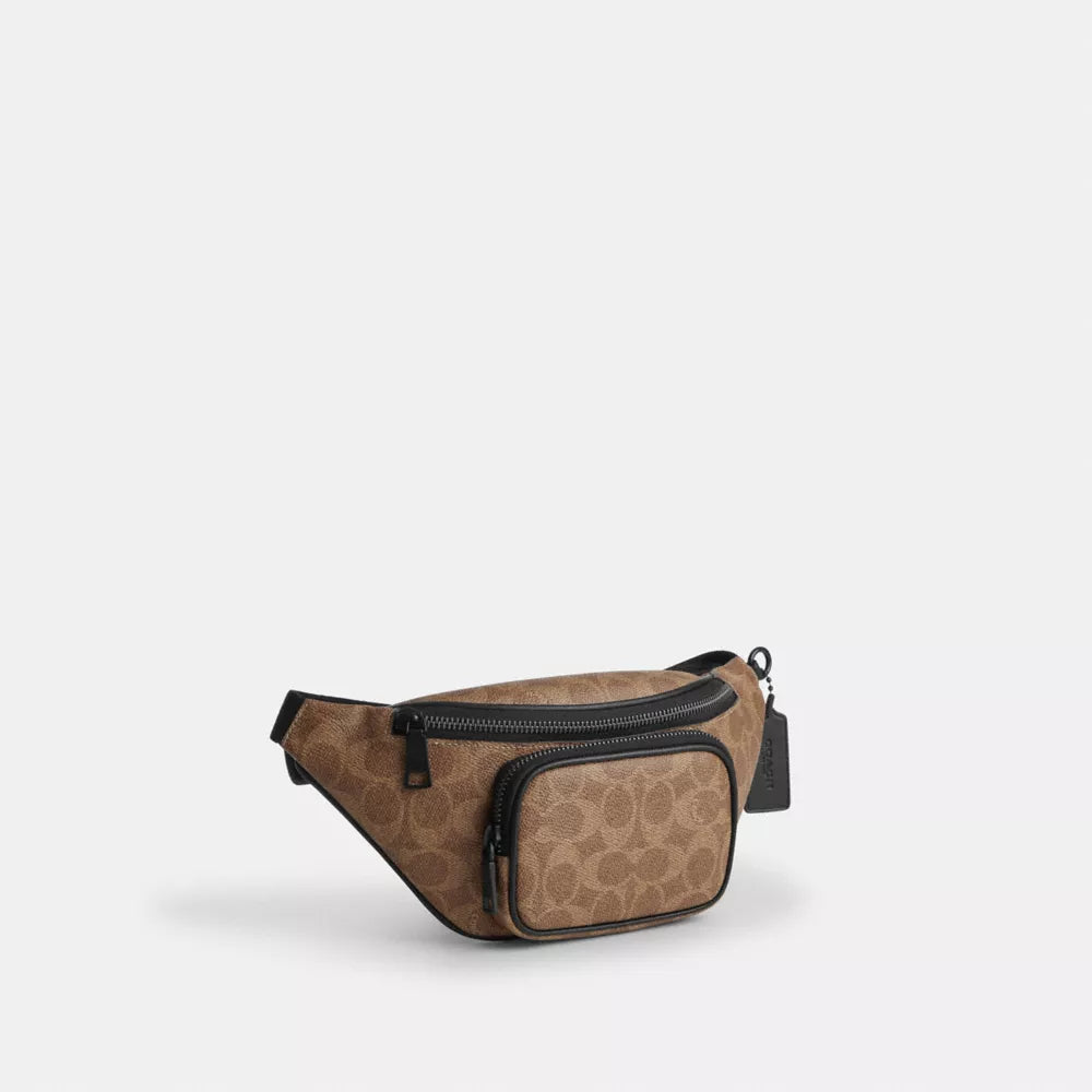 Travis Belt Bag 30 In Signature Canvas - Matte Black/Tan Black