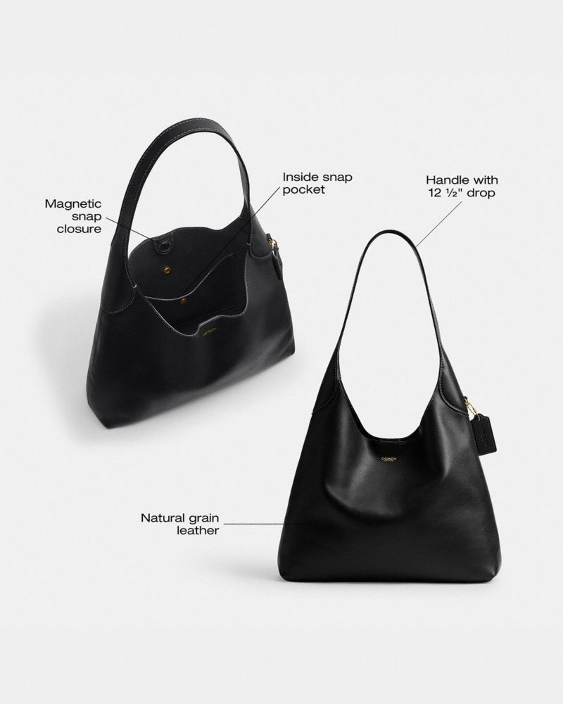 Brooklyn Shoulder Bag 34 - Natural Grain Leather/Brass/Black