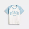 Gingham Sporty Raglan T-Shirt In Organic Cotton - Blue/White