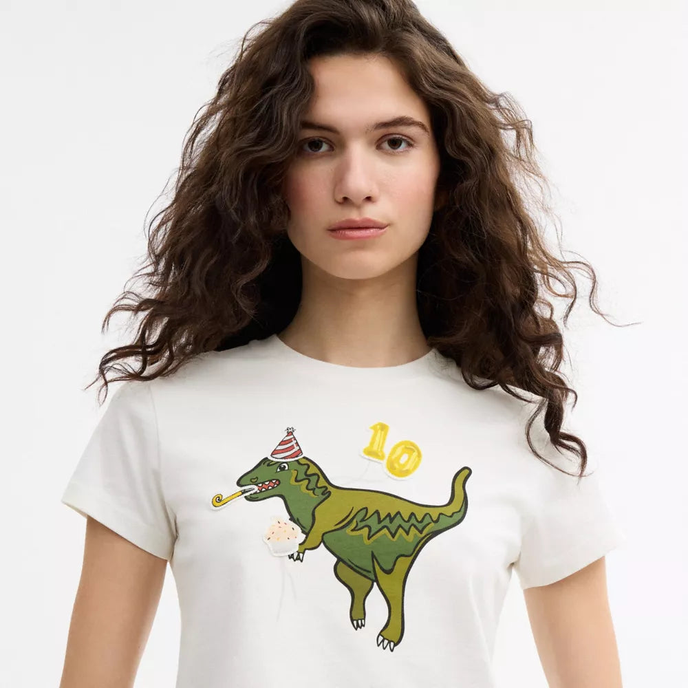 Rexy 10th Birthday 90s Fit T-Shirt In Organic Cotton - White