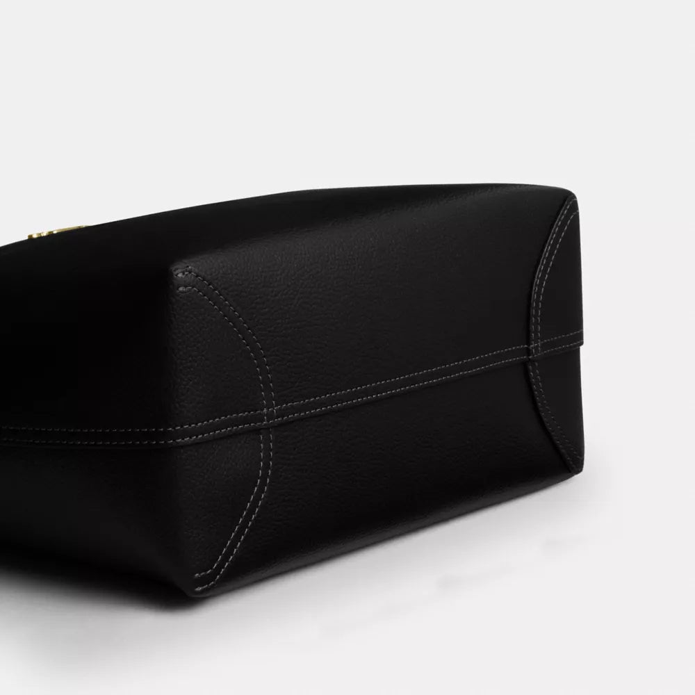 Medium City Tote Bag - Pebbled Leather/Gold/Black