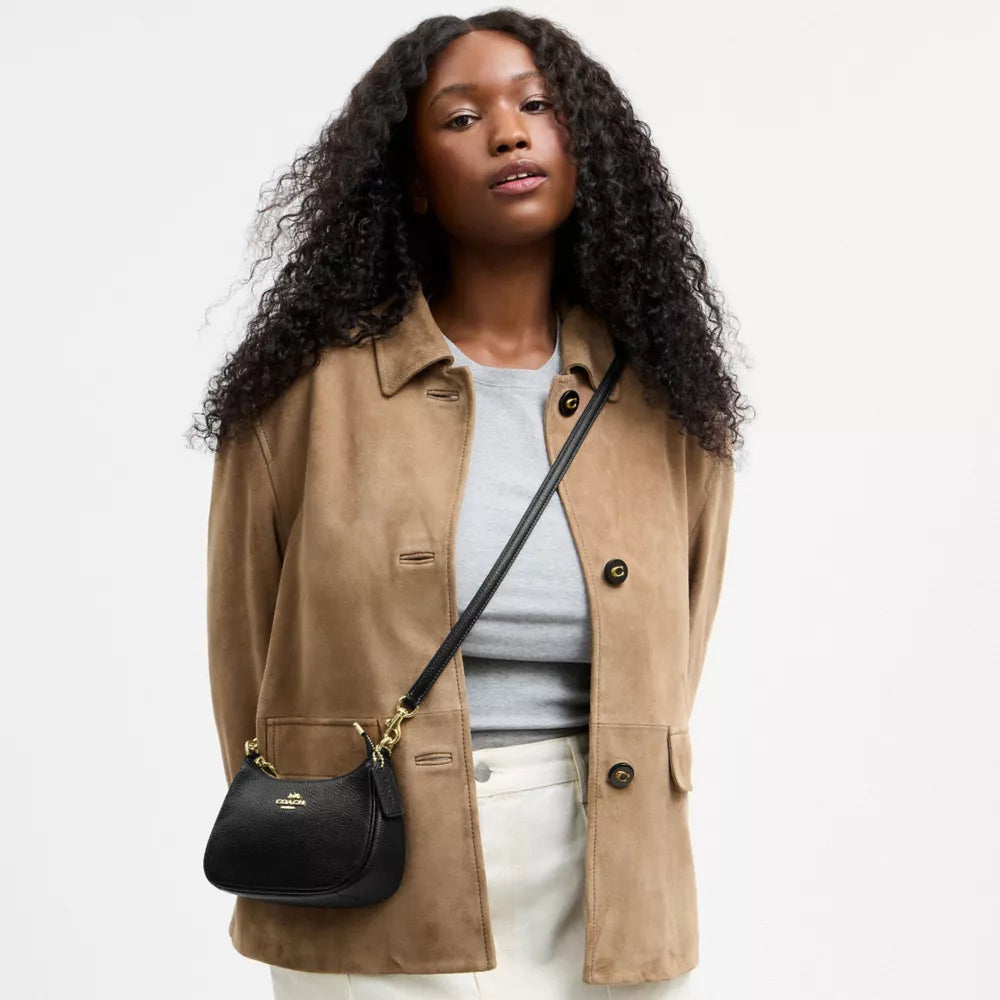 Teri Mini Crossbody Bag - Pebbled Leather/Gold/Black