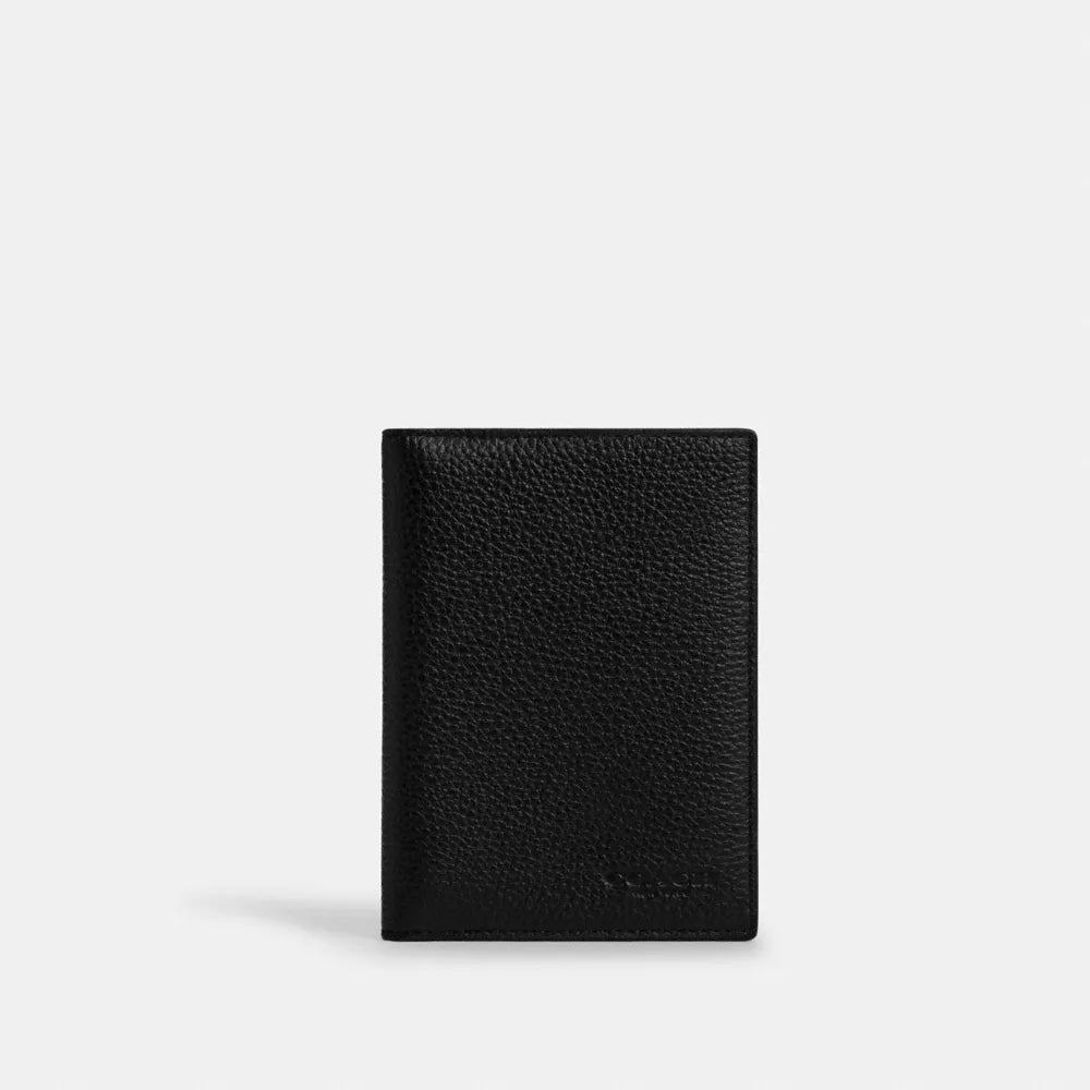 Passport Card Case - Pebbled Leather/Gunmetal/Black