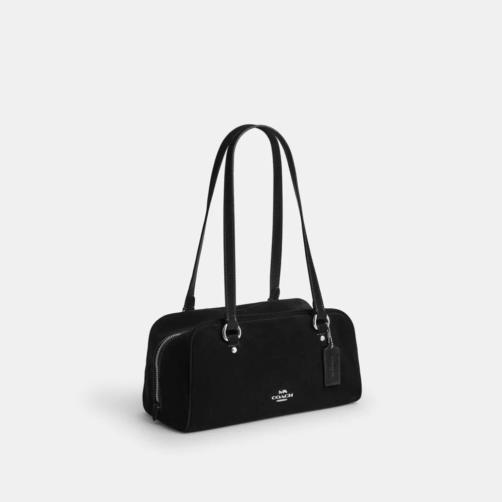 Sydney Shoulder Bag - Suede/Silver/BLACK