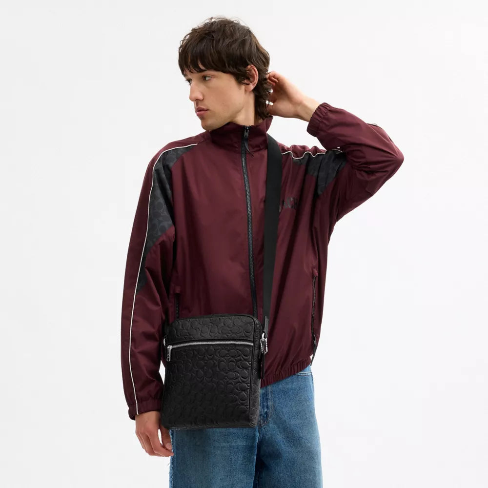 Tristan Crossbody Bag 22 In Signature Leather - Silver/BLACK