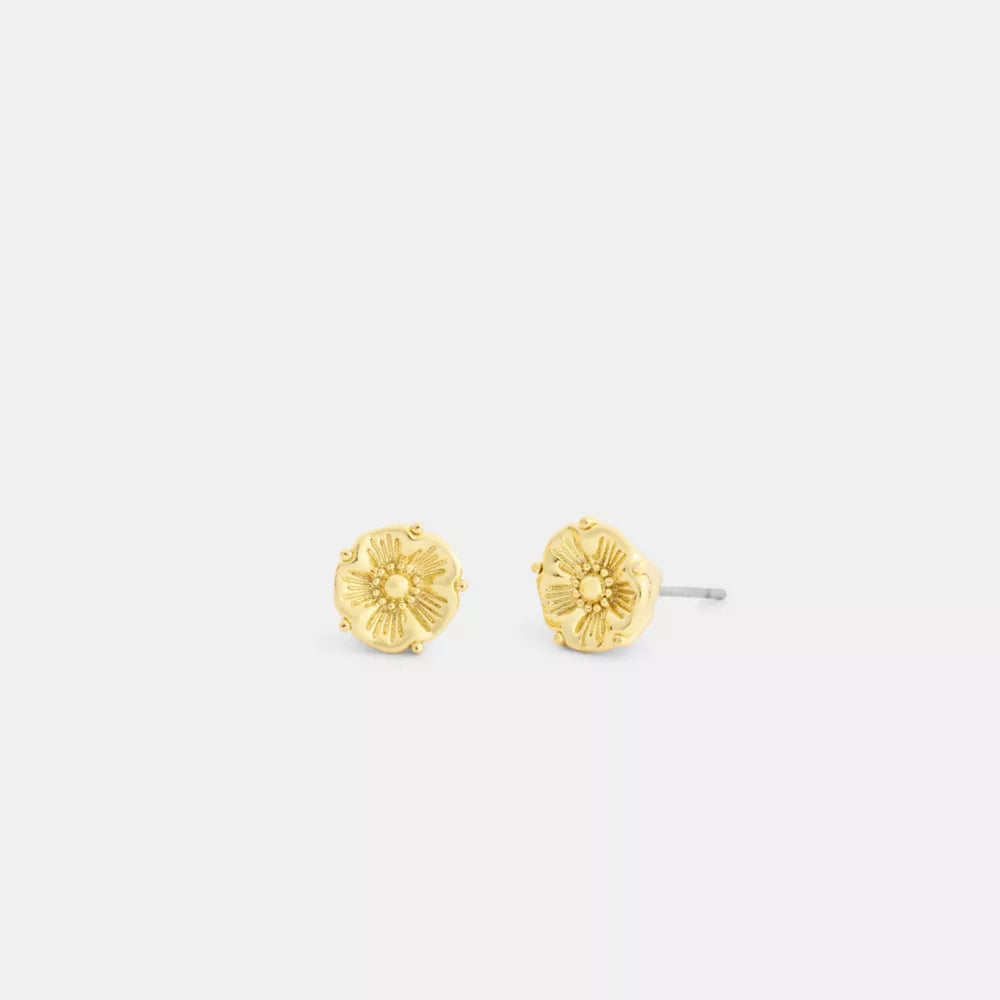 Tea Rose Stud Earrings - Gold