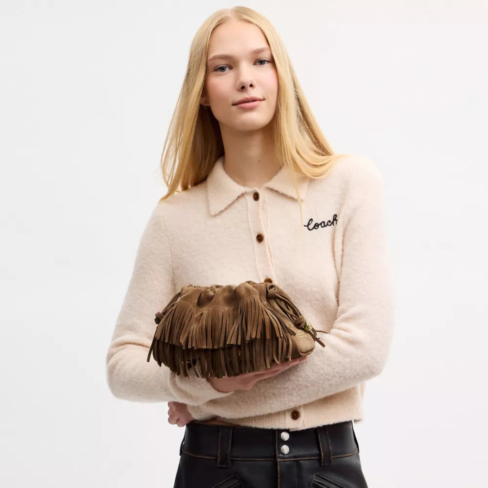 Faye Shoulder Bag With Fringe - Suede/Im/Cedar