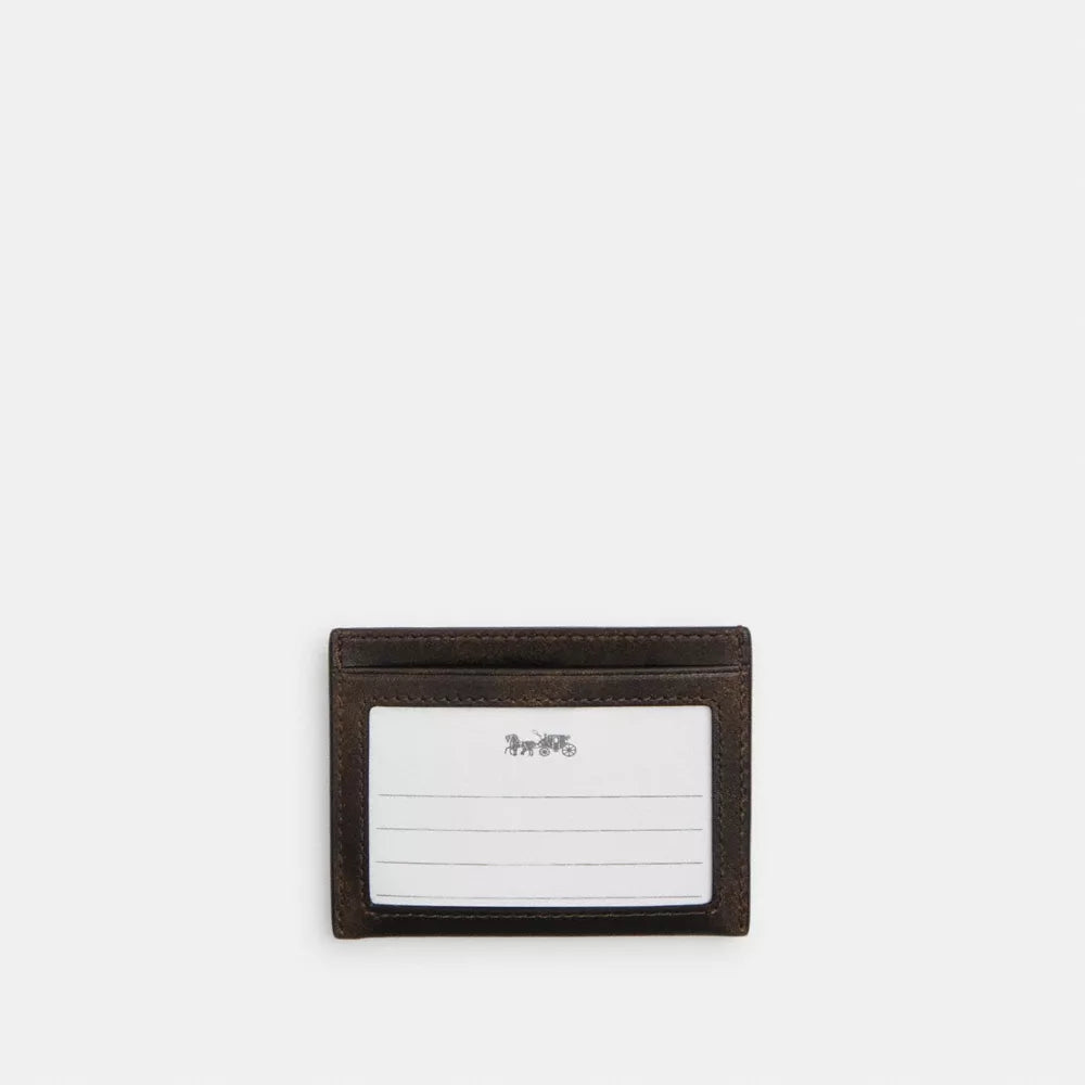 Slim ID Card Case In Loved Leather - Black Brown