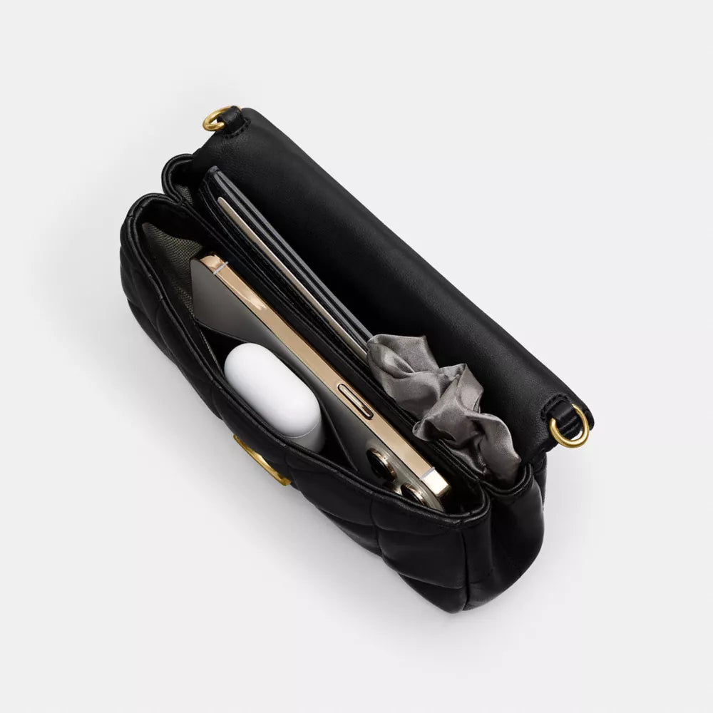 Tabby Chain Crossbody Bag 19 With Quilting - Smooth Leather/Brass/Black