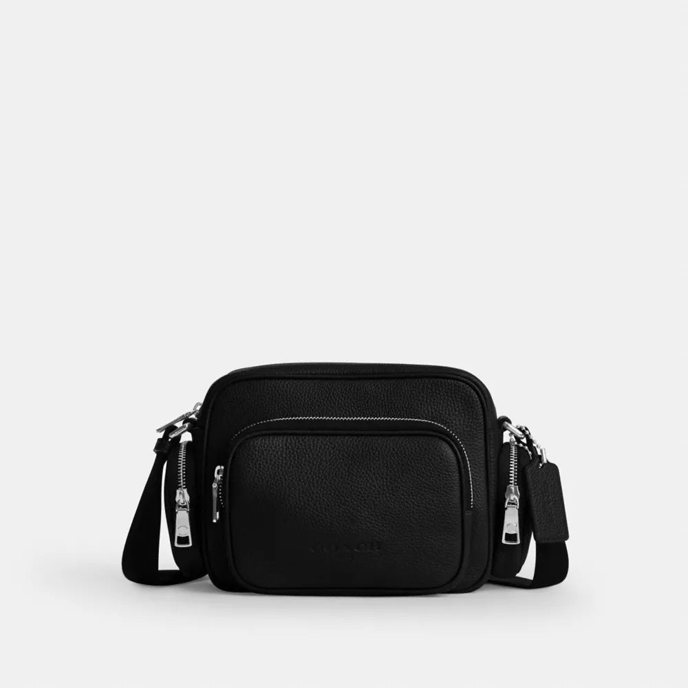 Fletcher Crossbody Bag - Pebbled Leather/Silver/Black